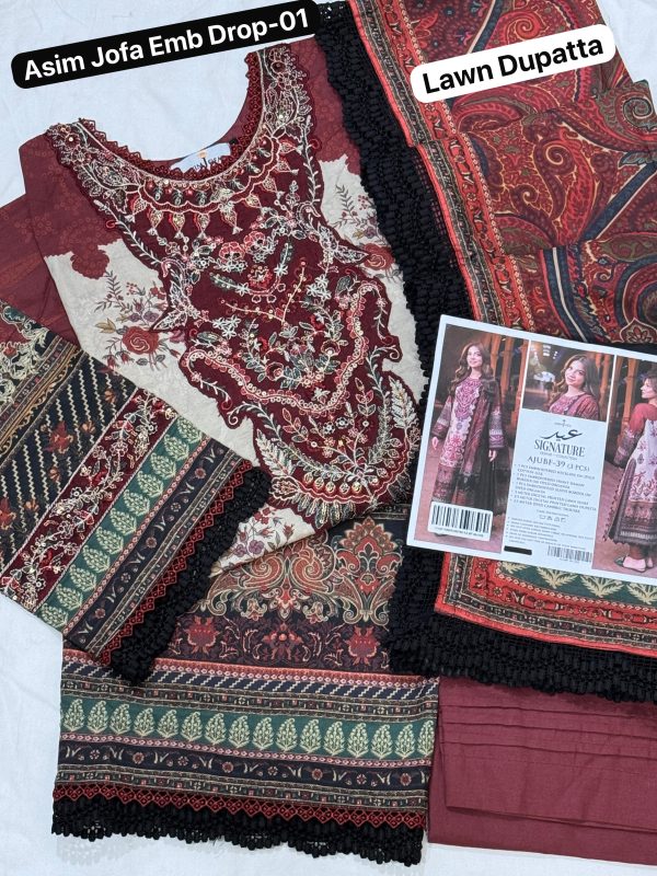 Asim Jofa Embroidered Lawn - Image 5