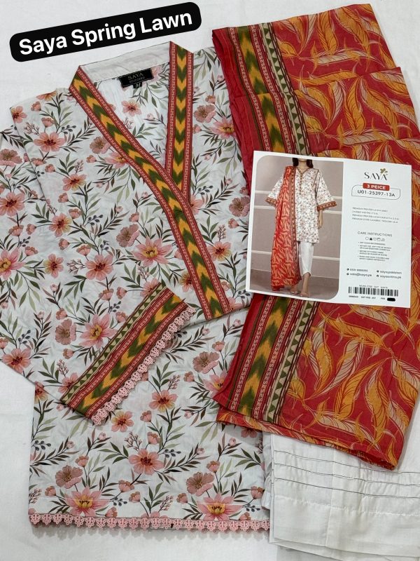 Saya Spring Bsest Premium Stitched Lawn 3-Pc. ❤️ - Image 2