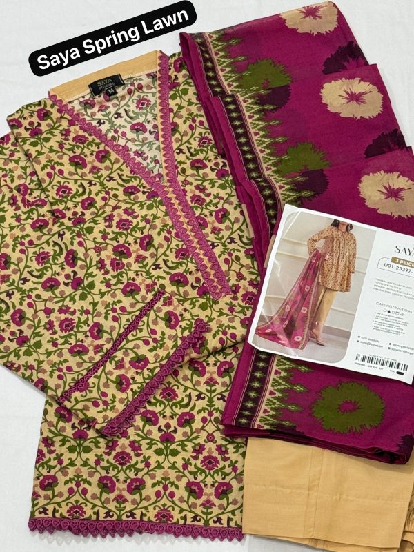 Saya Spring Bsest Premium Stitched Lawn 3-Pc. ❤️ - Image 3