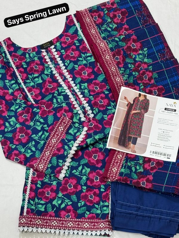 Saya Spring Bsest Premium Stitched Lawn 3-Pc. ❤️ - Image 5