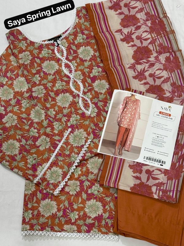 Saya Spring Bsest Premium Stitched Lawn 3-Pc. ❤️
