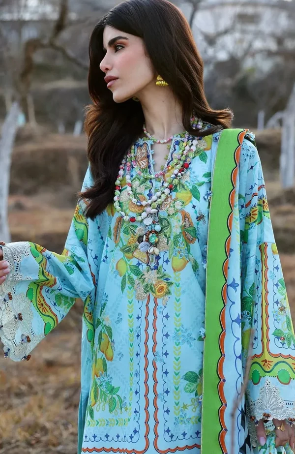 Neelum Lawn'25 by Zaha Embroidered Suit Unstitched 3 piece - Summer Collection - Image 3