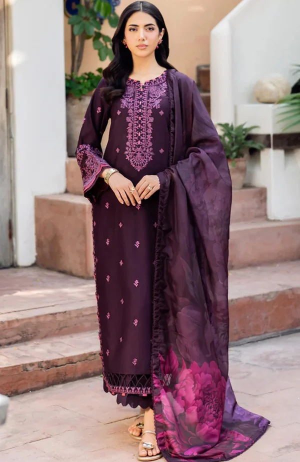 Nura Textured Lawn'25 By Zarif Embroidered Suits Unstitched 3 Piece - Summer Collection