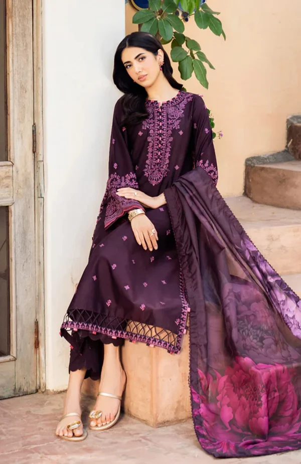 Nura Textured Lawn'25 By Zarif Embroidered Suits Unstitched 3 Piece - Summer Collection - Image 3