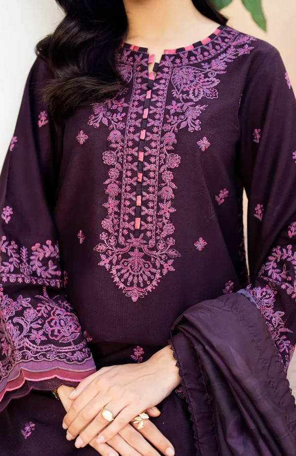 Nura Textured Lawn'25 By Zarif Embroidered Suits Unstitched 3 Piece - Summer Collection - Image 4