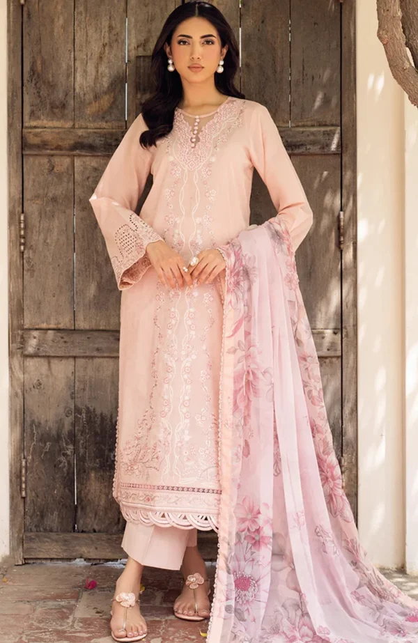 Nura Textured Lawn'25 By Zarif Embroidered Suits Unstitched 3 Piece - Summer Collection