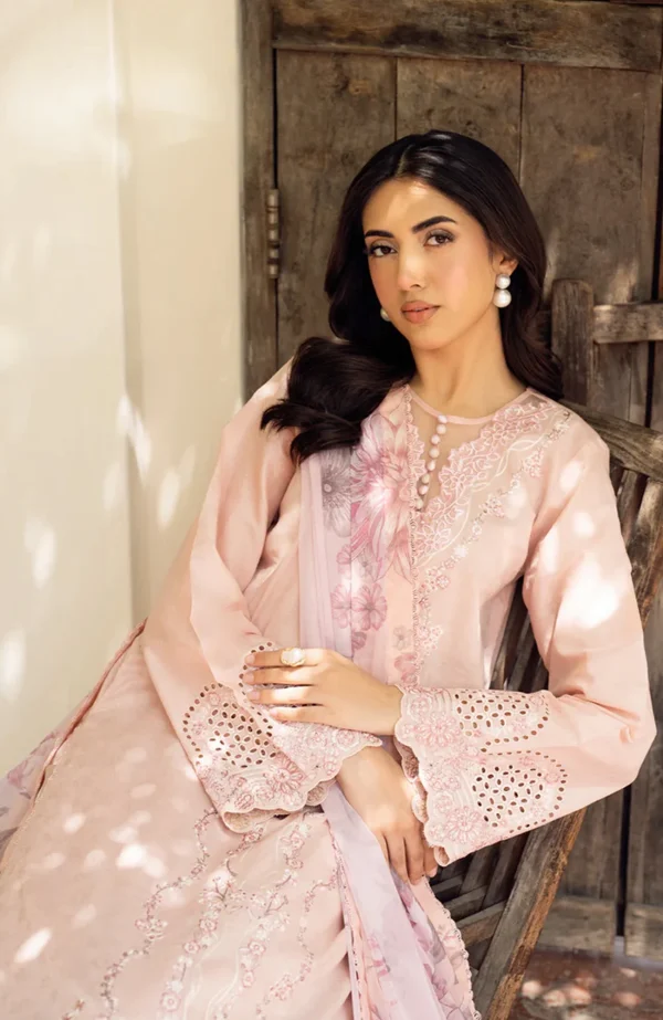 Nura Textured Lawn'25 By Zarif Embroidered Suits Unstitched 3 Piece - Summer Collection - Image 3