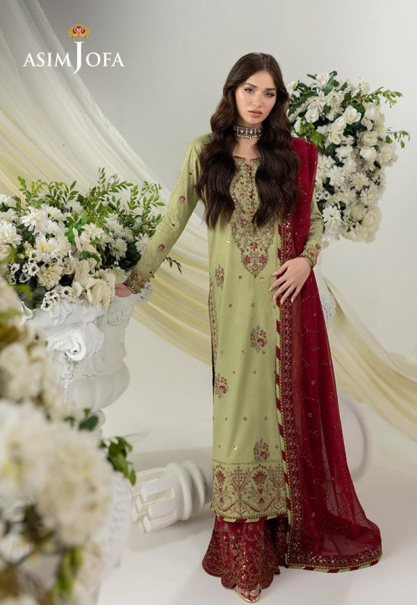 ASIM JOFA EMBROIDERED RAW SILK UNSTITCHED 3 PCS