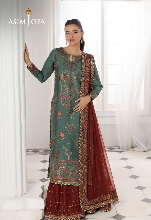 ASIM JOFA EMBROIDERED COTTON SILK UNSTITCHED 3 PCS