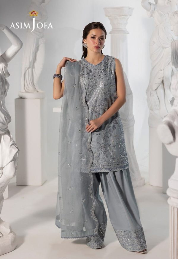 ASIMJOFA EMBROIDERED BOSKI SILK UNSTITCHED 3 PCS