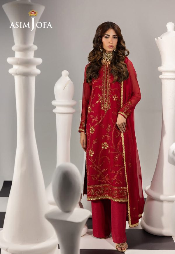 ASIMJOFA EMBROIDERED CHIFFON UNSTITCHED 3 PCS