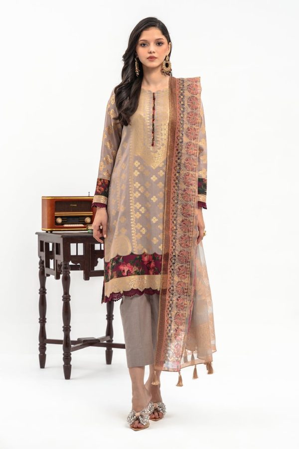Charizma  3-PC Unstitched Lawn Jacquard Shirt with Printed Dupatta and Trouser - Image 6
