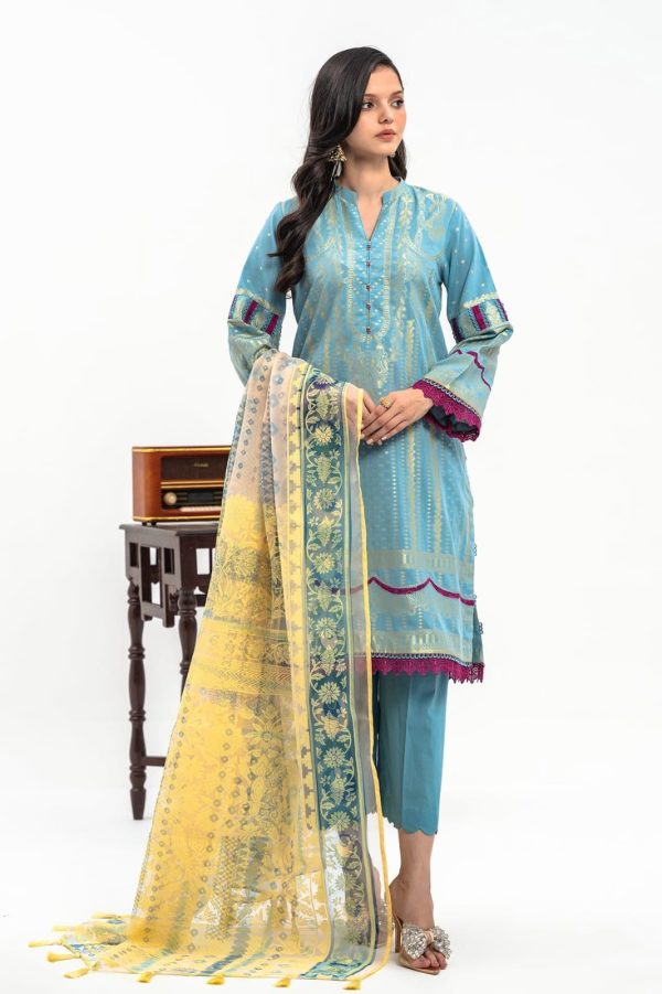 Charizma  3-PC Unstitched Lawn Jacquard Shirt with Printed Dupatta and Trouser - Image 5