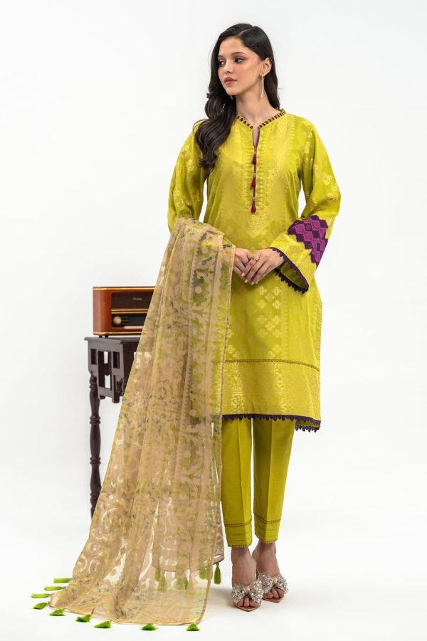 Charizma  3-PC Unstitched Lawn Jacquard Shirt with Printed Dupatta and Trouser - Image 7