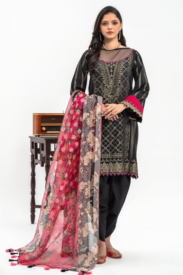 Charizma  3-PC Unstitched Lawn Jacquard Shirt with Printed Dupatta and Trouser - Image 3