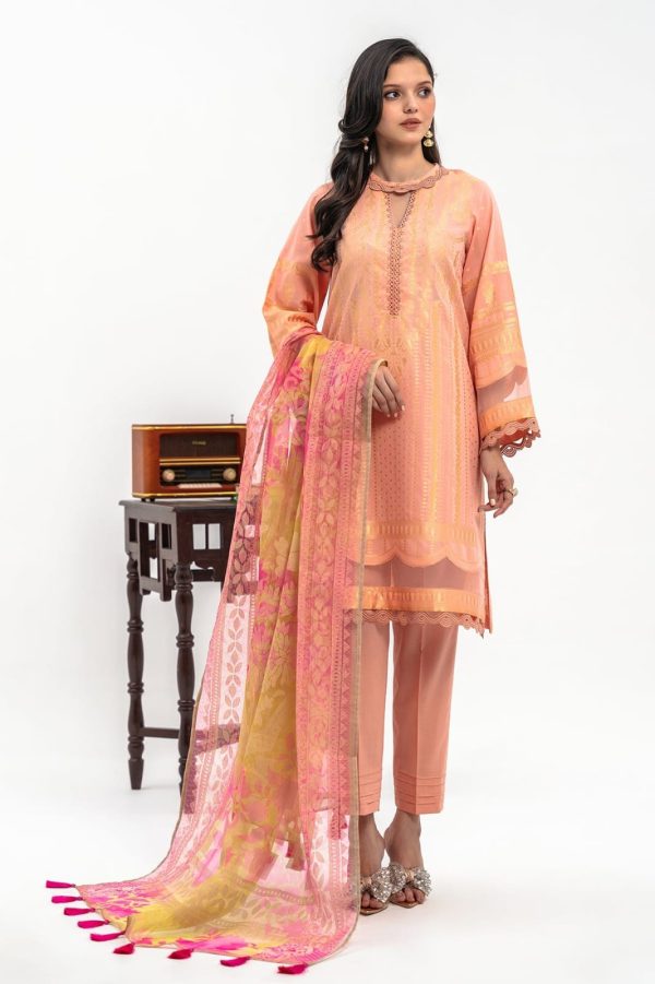 Charizma  3-PC Unstitched Lawn Jacquard Shirt with Printed Dupatta and Trouser - Image 4