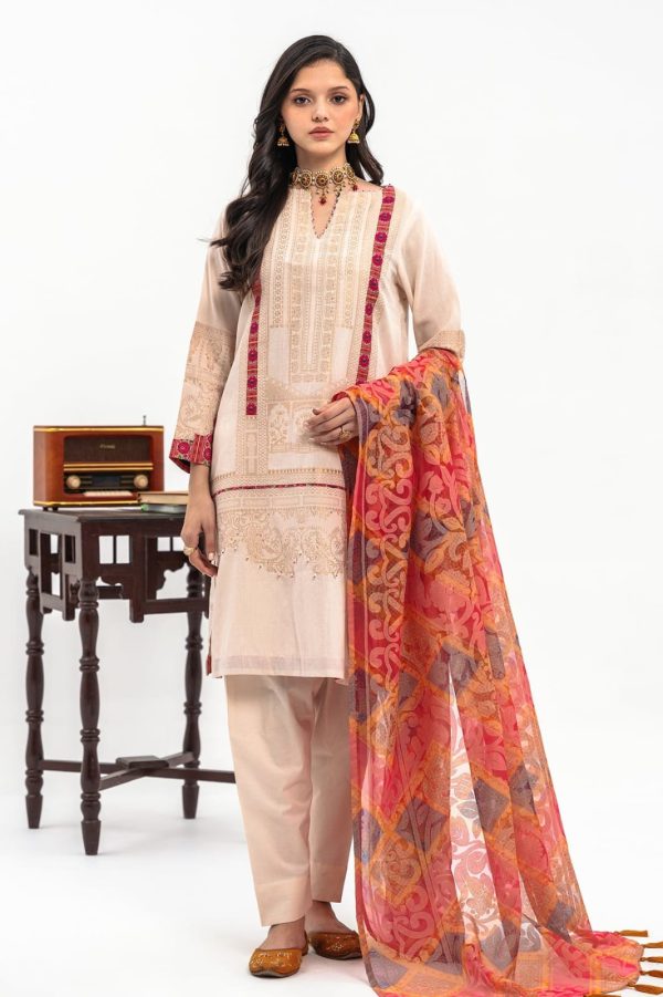 Charizma  3-PC Unstitched Lawn Jacquard Shirt with Printed Dupatta and Trouser - Image 2
