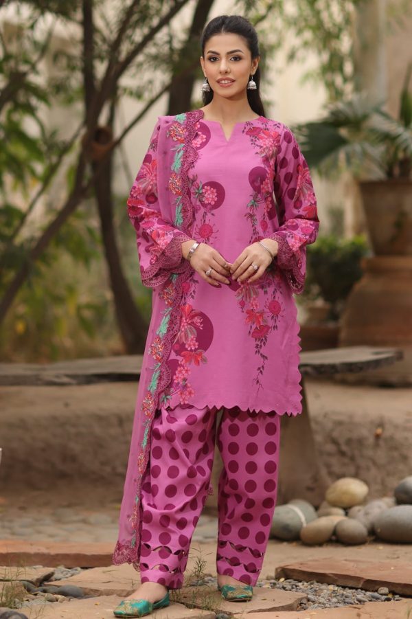 Charizma 3-PC Printed Lawn Shirt with Embroidered Chiffon Dupatta and Trouser