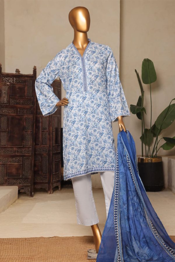 Bin Saeed Stitched 3 Piece  Printed Lawn