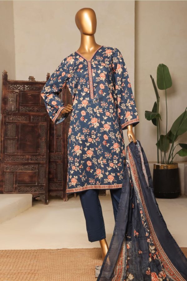 Bin Saeed Stitched 3 Piece  Printed Lawn