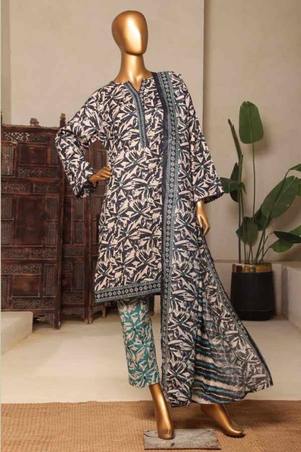 Bin Saeed Stitched 3 Piece  Printed Lawn