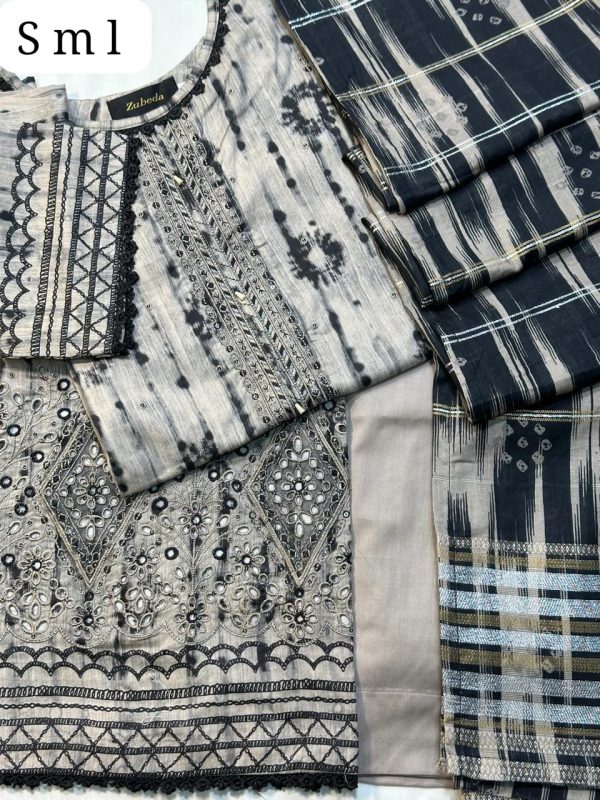 Embroidered Shirt with Fancy Jacquard Lawn Dupatta
