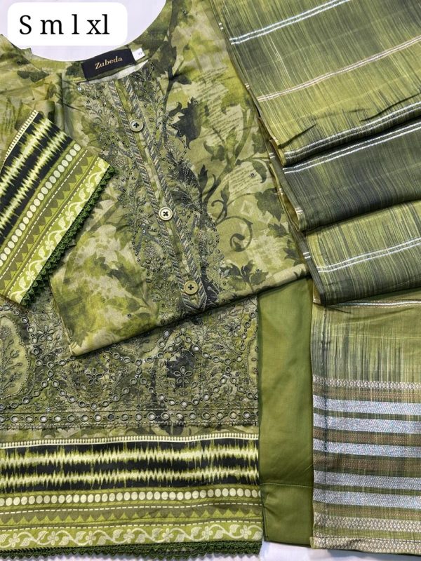 Embroidered Shirt with Fancy Jacquard Lawn Dupatta - Image 2
