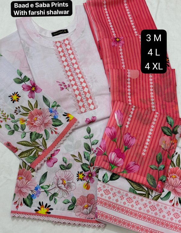 Baad e Saba Premium Printed 3-Pc Lawn with Farshi Shalwar 2025 - Image 6
