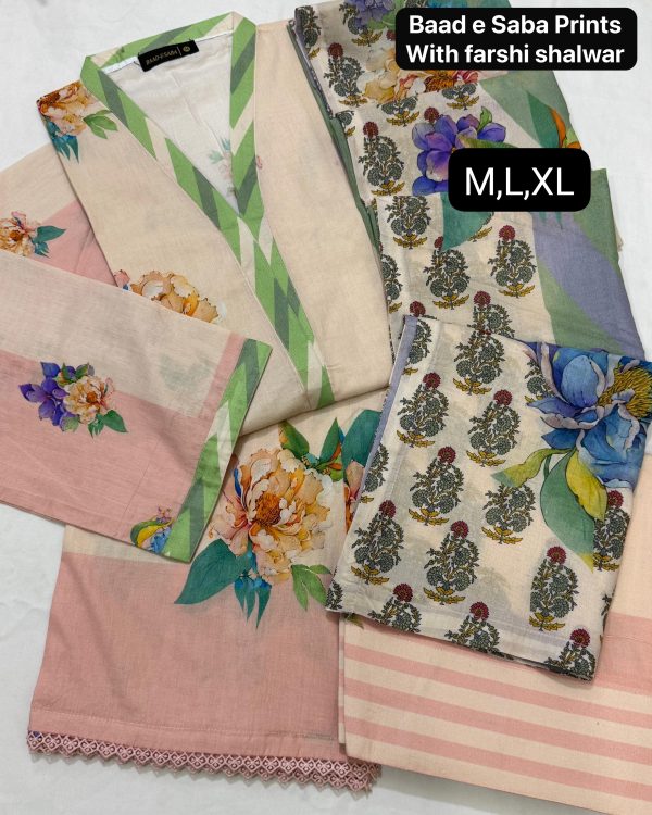 Baad e Saba Premium Printed 3-Pc Lawn with Farshi Shalwar 2025 - Image 10
