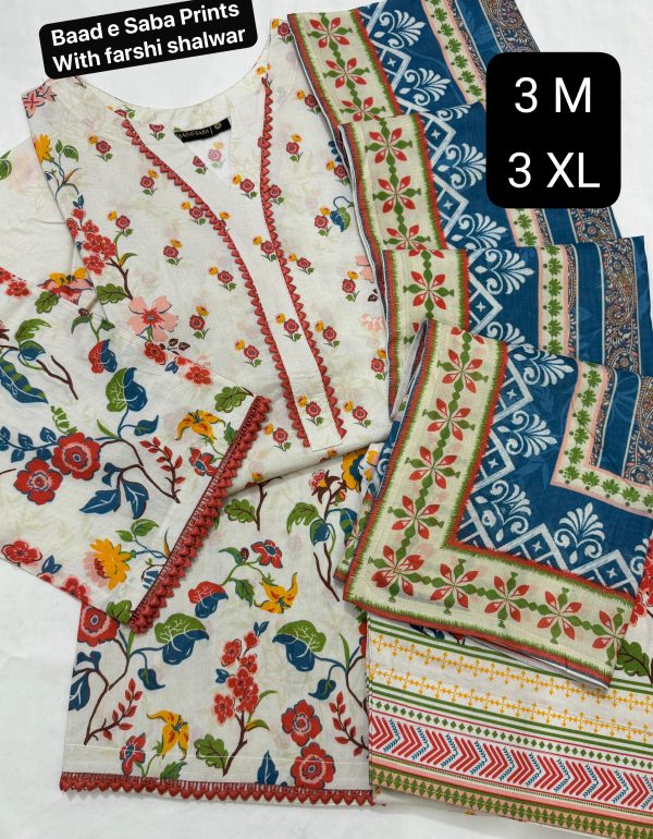 Baad e Saba Premium Printed 3-Pc Lawn with Farshi Shalwar 2025 - Image 3