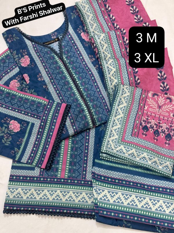 Baad e Saba Premium Printed 3-Pc Lawn with Farshi Shalwar 2025 - Image 4