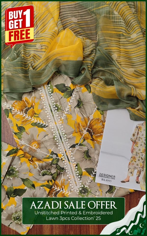 Unstitch Embroidered Lawn 3Pec Coll'25 - Image 13
