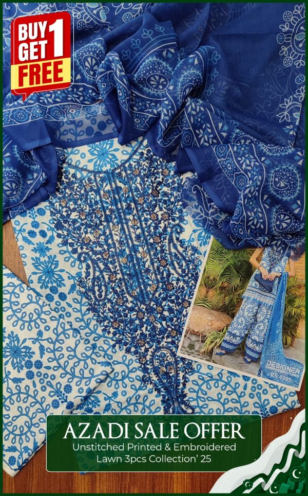 Unstitch Embroidered Lawn 3Pec Coll'25 - Image 9