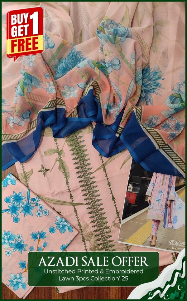 Unstitch Embroidered Lawn 3Pec Coll'25 - Image 6