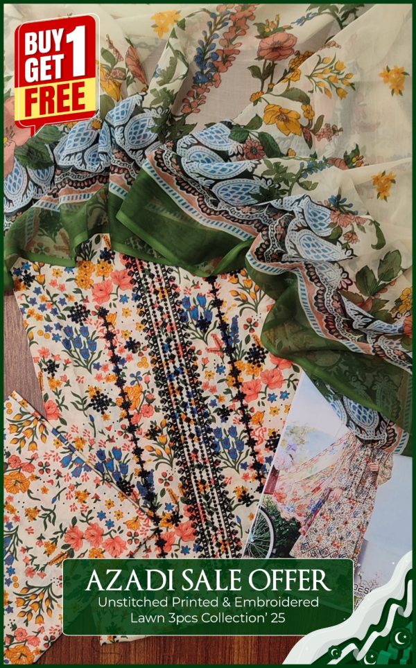 Unstitch Embroidered Lawn 3Pec Coll'25 - Image 5