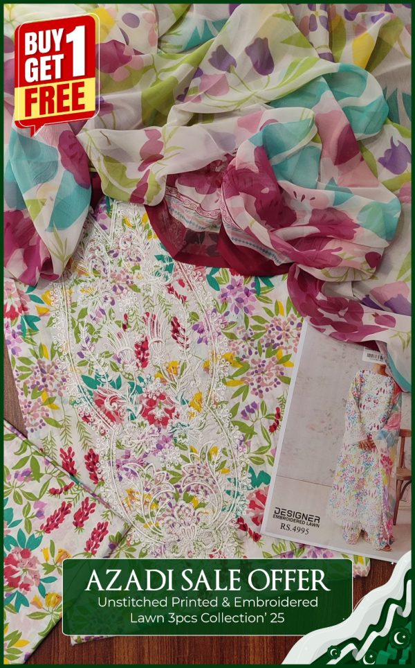 Unstitch Embroidered Lawn 3Pec Coll'25 - Image 7