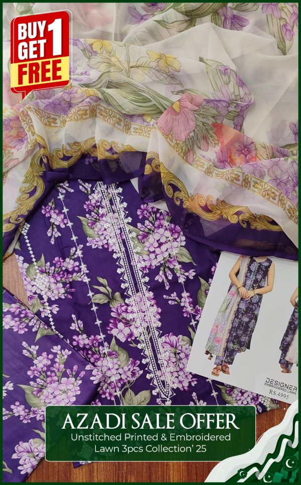 Unstitch Embroidered Lawn 3Pec Coll'25 - Image 4