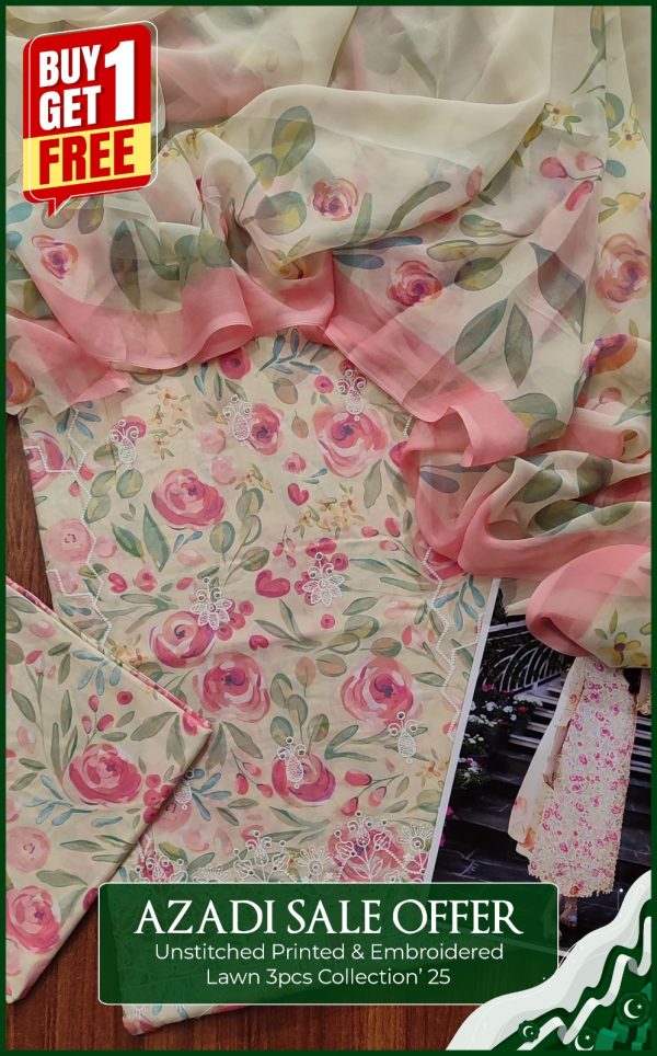 Unstitch Embroidered Lawn 3Pec Coll'25