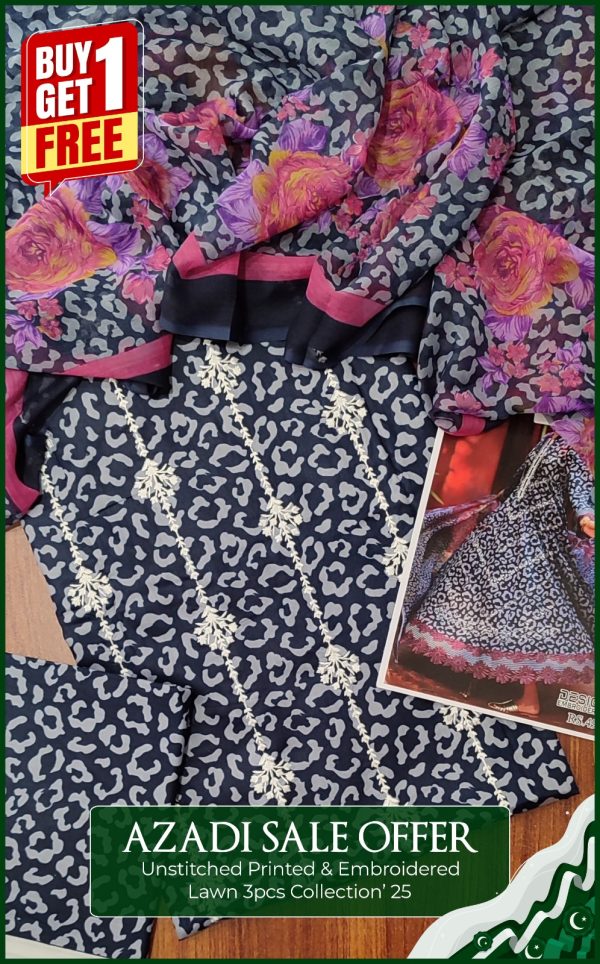 Unstitch Embroidered Lawn 3Pec Coll'25 - Image 2