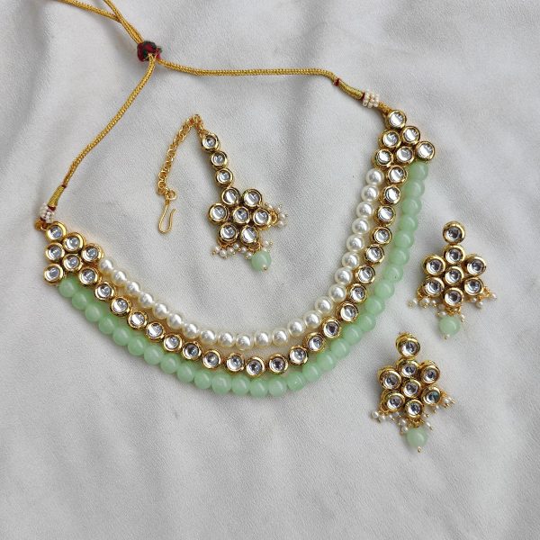 Mena Kundan Triple Line Necklace Set