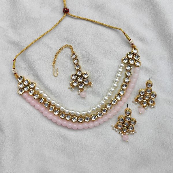 Mena Kundan Triple Line Necklace Set