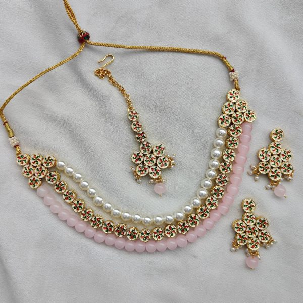 Mena Kundan Triple Line Necklace Set