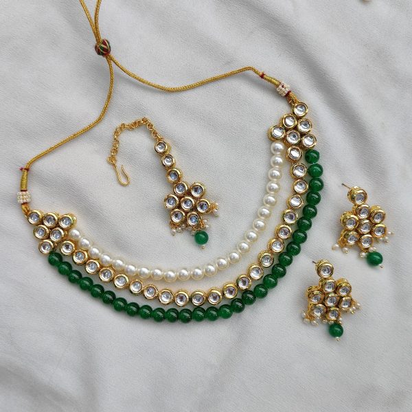 Mena Kundan Triple Line Necklace Set