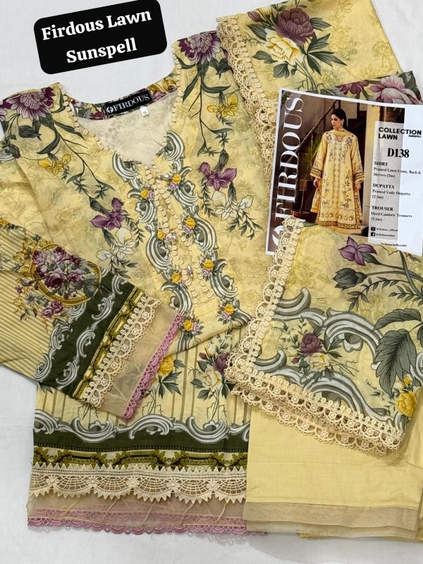 Firdous Lawn Sunspell Collection 3-Pc Stitched - Image 9