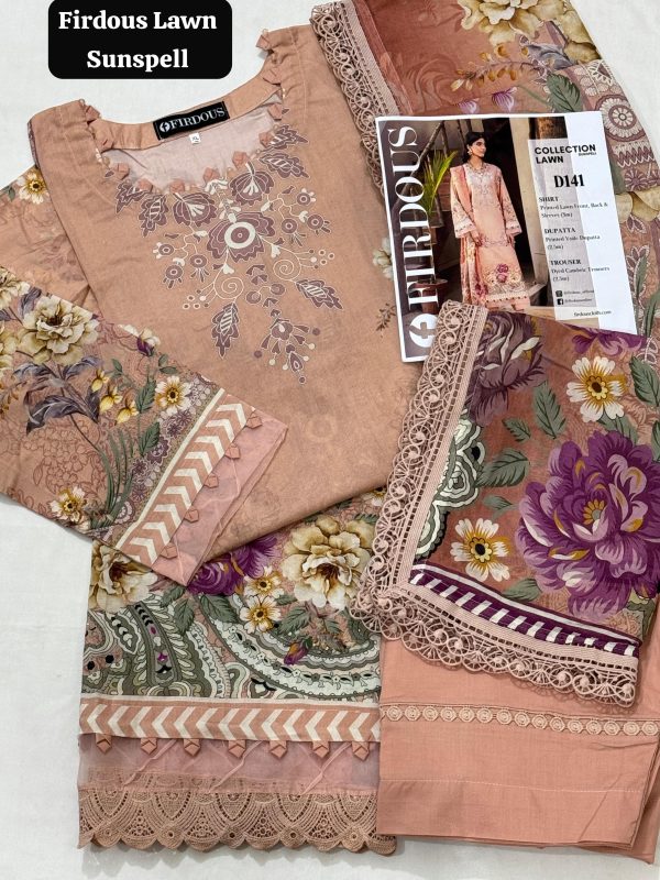 Firdous Lawn Sunspell Collection 3-Pc Stitched - Image 10