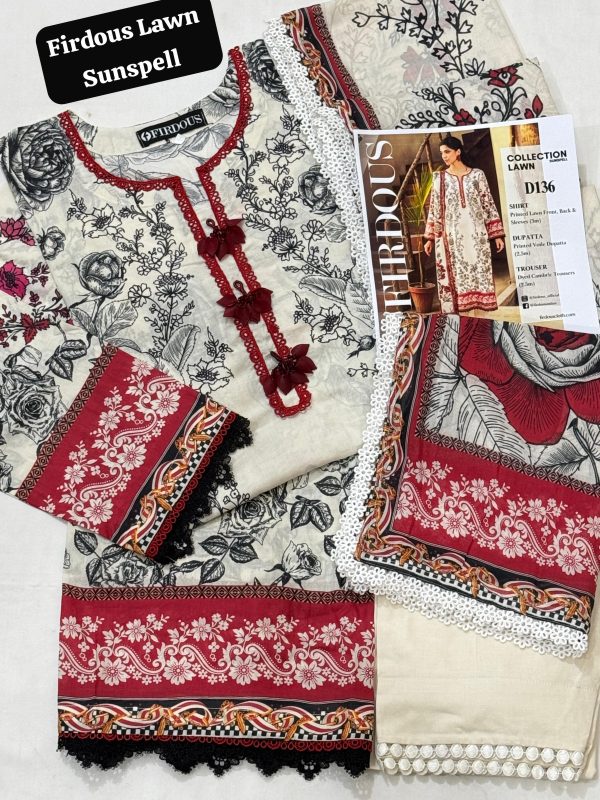 Firdous Lawn Sunspell Collection 3-Pc Stitched - Image 3
