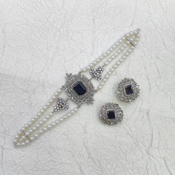 Silver Cubic Zircon Rani Guluband Set