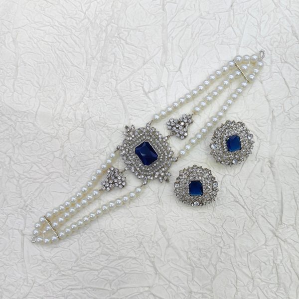 Silver Cubic Zircon Rani Guluband Set