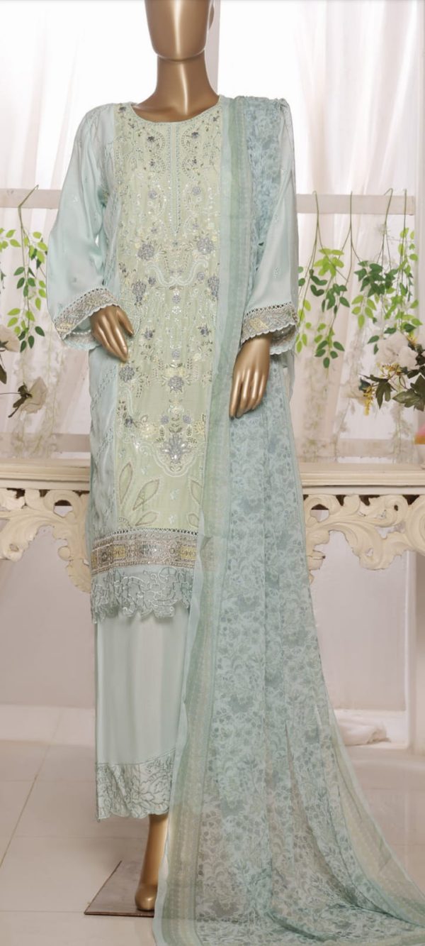 ꧁乂✰LUXURY PLAIN SATIN LAWN WITH EMB TROUSER 2025 ✰乂꧂ - Image 6