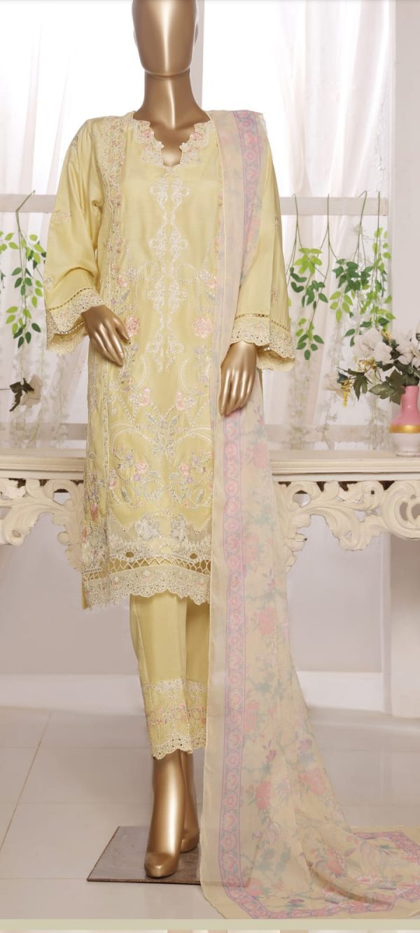 ꧁乂✰LUXURY PLAIN SATIN LAWN WITH EMB TROUSER 2025 ✰乂꧂ - Image 7